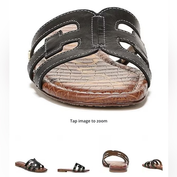 Sam Edelman Black Textured Leather Slip-On Sandals - Picture 7 of 16